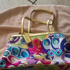 Coach multi color handbag